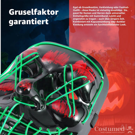 Halloween Maske Purge LED grün - Kostümmaske steuerbar für Halloween, Fasching & Karneval – Detailansicht 5