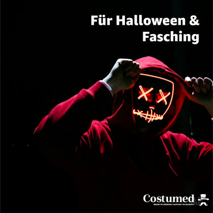 Halloween Maske Purge LED rot - Kostümmaske steuerbar für Halloween, Fasching & Karneval als Kostüm & Verleidung für Herren & Damen - TK Gruppe® Offizieller Onlineshop