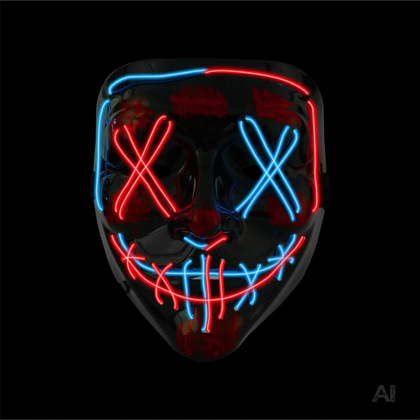 Halloween Mask Purge LED blau/rot gemischt - Kostümmaske steuerbar