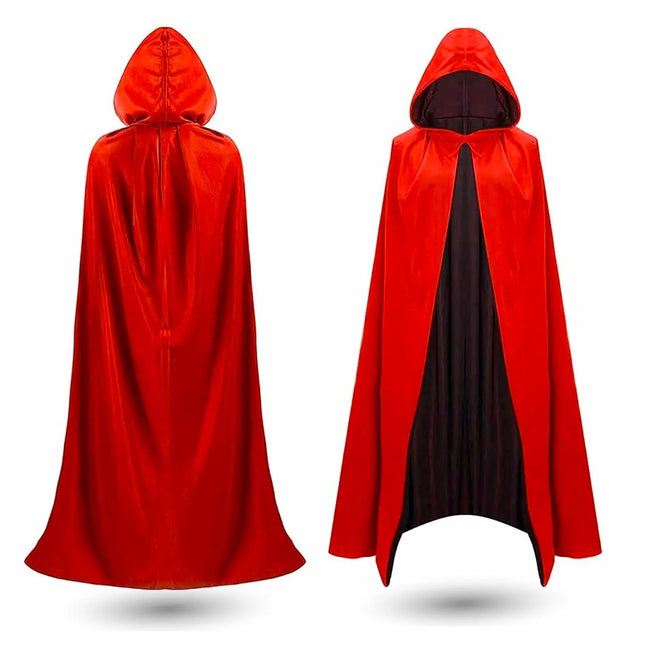 Halloween Vampir Kostüm Umhang - rot & schwarz - Kaputzenumhang für Kinder & Erwachsene - Umhang Halloween Fasching