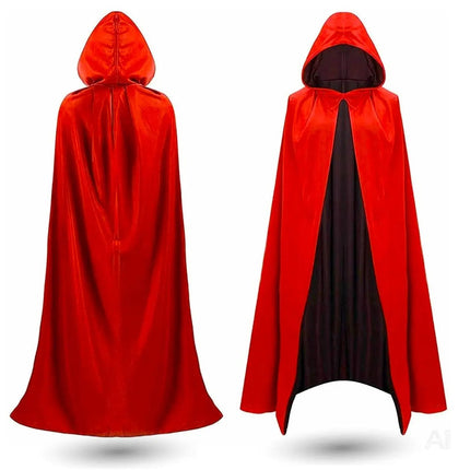 Halloween Vampir Kostüm Umhang - rot & schwarz - Kaputzenumhang für Kinder & Erwachsene - Umhang