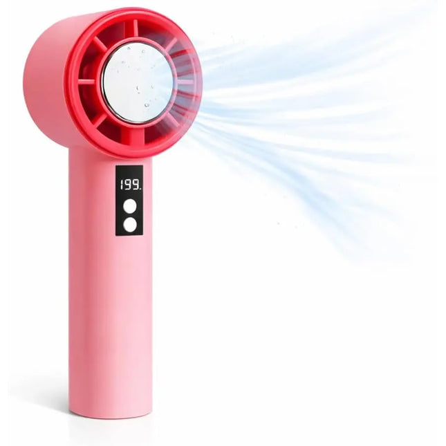 Handventilator Mini Ventilator mit Kühlfunktion bis zu 5 °C – USB-C wiederaufladbar tragbar – Taschenventilator für unterwegs (Rosa)