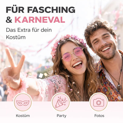 Hippie Brille Sonnenbrille rund pink – 70er 80er Accessoires wie John Lennon – Accessories für Fasching & Karneval