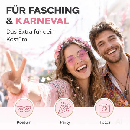 Hippie Brille Sonnenbrille rund pink – 70er 80er Accessoires wie John Lennon – Accessories für Fasching & Karneval