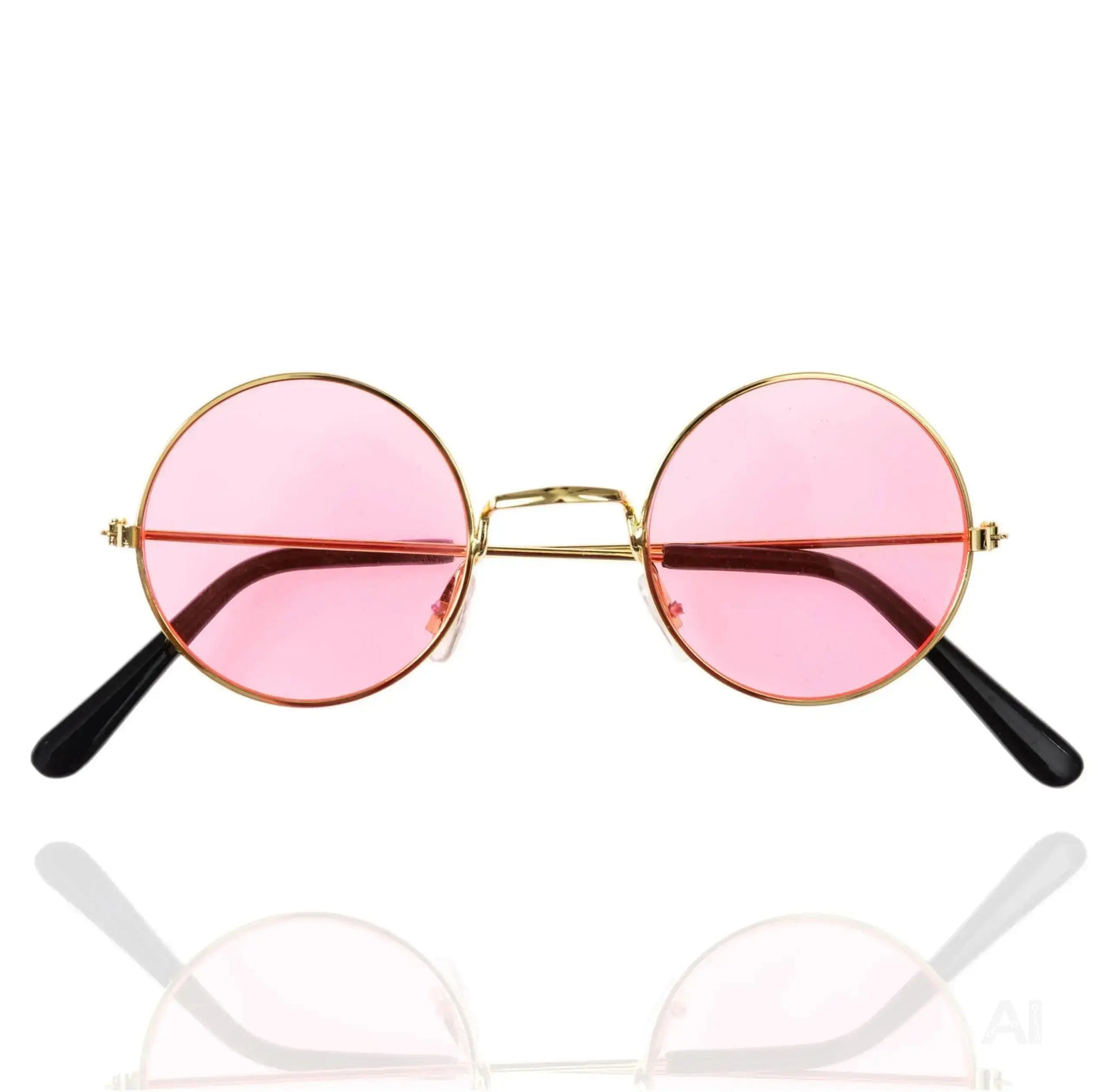 Hippie Brille – rosa Sonnenbrille rund wie 70er 80er – Accessoires für Fasching & Karneval