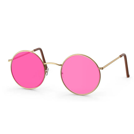 Hippie Sonnenbrille Fasching rund rosa Accessoires für Fasching & Karneval - 70er 80er Jahre