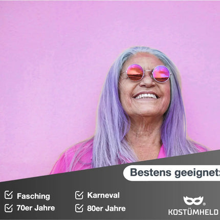 Hippie Sonnenbrille Fasching rund rosa Accessoires für Fasching & Karneval - 70er 80er Jahre