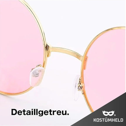 Hippie Sonnenbrille Fasching rund rosa Accessoires für Fasching & Karneval - 70er 80er Jahre