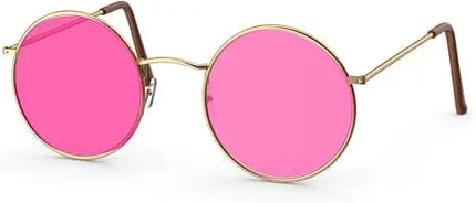 Hippie Sonnenbrille Fasching rund rosa Accessoires für Fasching & Karneval - 70er 80er Jahre