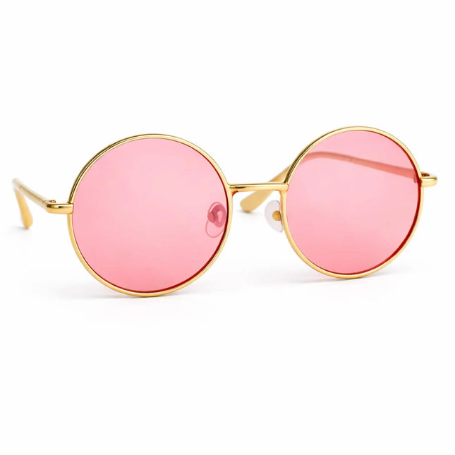 Hippie Sonnenbrille Fasching rund rosa Accessoires für Fasching & Karneval - 70er 80er Jahre