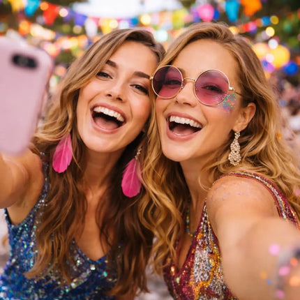 Hippie Sonnenbrille Fasching rund rosa Accessoires für Fasching & Karneval - 70er 80er Jahre