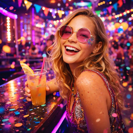 Hippie Sonnenbrille Fasching rund rosa Accessoires für Fasching & Karneval - 70er 80er Jahre