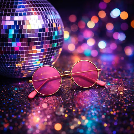 Hippie Sonnenbrille Fasching rund rosa Accessoires für Fasching & Karneval - 70er 80er Jahre