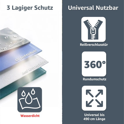 Hollywoodschaukel Abdeckung Universal Abdeckhaube Plane Abdeckplane grau für Gartenschaukel