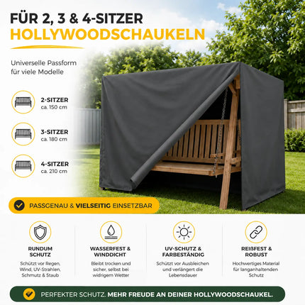 Hollywoodschaukel Abdeckung Universal Abdeckhaube Plane Abdeckplane grau für Gartenschaukel