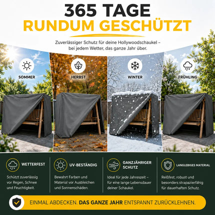 Hollywoodschaukel Abdeckung Universal Abdeckhaube Plane Abdeckplane grau für Gartenschaukel