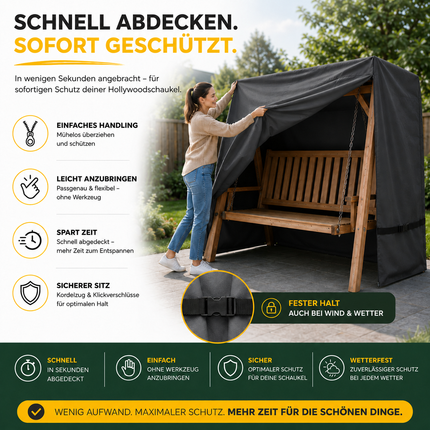 Hollywoodschaukel Abdeckung Universal Abdeckhaube Plane Abdeckplane grau für Gartenschaukel