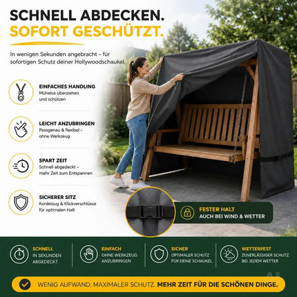 Hollywoodschaukel Abdeckung Universal Abdeckhaube Plane Abdeckplane grau für Gartenschaukel