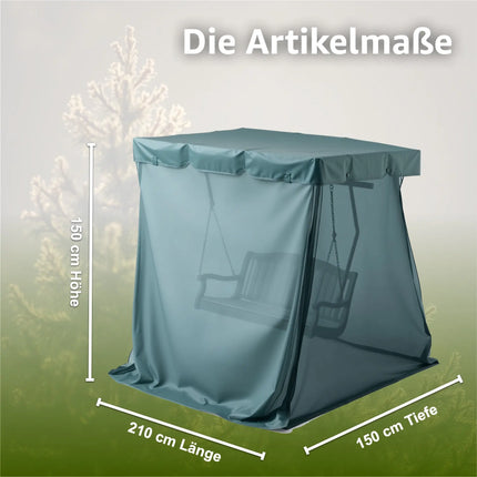 Hollywoodschaukel Abdeckung, für 2,3,4-Sitzer, wasserfest & Winddicht & UV-Schutz Schutzhülle - reißfeste Plane Gartenschaukel - 210x150x150cm