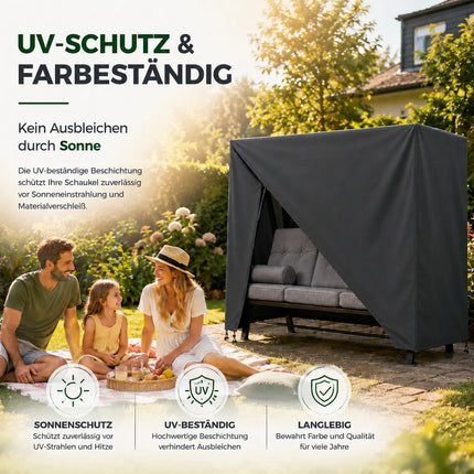 Hollywoodschaukel Abdeckung, für 2,3,4-Sitzer, wasserfest & Winddicht & UV-Schutz Schutzhülle - reißfeste Plane Gartenschaukel - 210x150x150cm