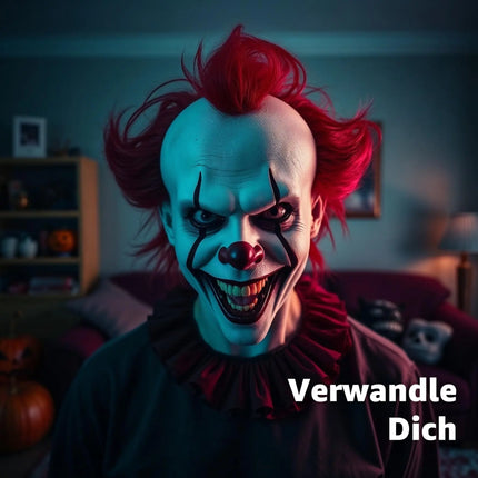 Horror Clown Maske als Kostüm Accessoire für Damen & Herren, Kinder & Erwachsene an Halloween & Fasching & Karneval