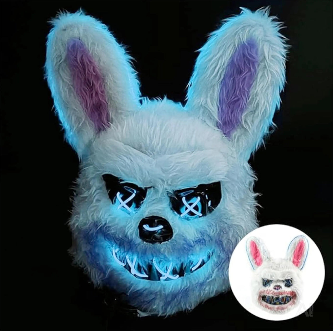Horror Hase LED Grusel Maske - wie aus Purge steuerbar, Gesicht leuchtend, für Halloween, Fasching & Karneval als Kostüm für Herren & Damen (LED Horror Hase)