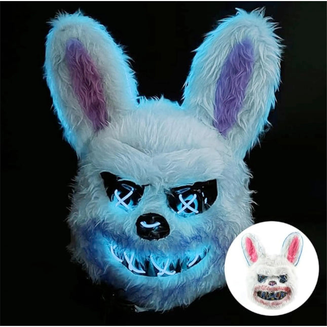 Horror Hase LED Grusel Maske - wie aus Purge steuerbar, Gesicht leuchtend, für Halloween, Fasching & Karneval als Kostüm für Herren & Damen (Horror Hase)