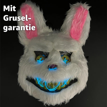 Horror Hase LED Grusel Maske - wie aus Purge steuerbar, Gesicht leuchtend, für Halloween, Fasching & Karneval als Kostüm für Herren & Damen (Horror Hase)