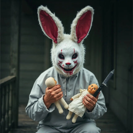 Horror Hase Maske als Kostüm Accessoire für Damen & Herren, Kinder & Erwachsene an Halloween & Fasching & Karneval (Horror Hase)