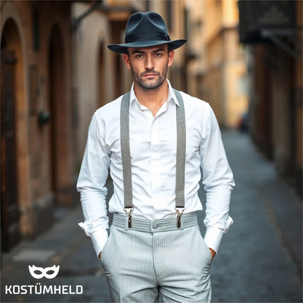 Hosenträger – Klassisches Kostüm-Accessoire für Fasching, Karneval & Mottopartys (Grau)