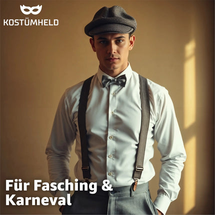 Hosenträger – Klassisches Kostüm-Accessoire für Fasching, Karneval & Mottopartys (Grau)