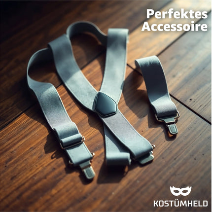 Hosenträger – Klassisches Kostüm-Accessoire für Fasching, Karneval & Mottopartys (Grau)