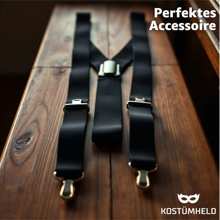 Hosenträger – Klassisches Kostüm-Accessoire für Fasching, Karneval & Mottopartys (Schwarz)