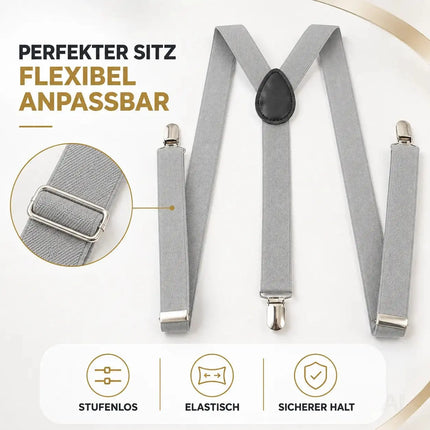 Hosenträger für Herren – elastisch & flexibel – 1920 Accessoires wie Gatsby, Charleston für Fasching & Karneval (grau)