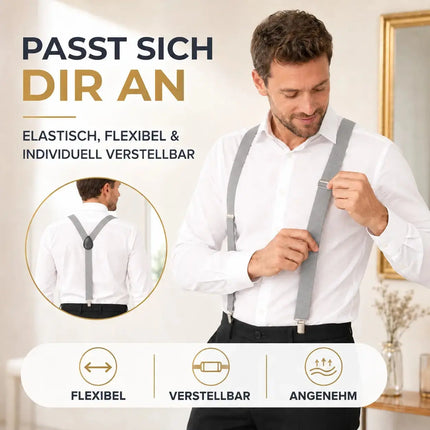 Hosenträger für Herren – elastisch & flexibel – 1920 Accessoires wie Gatsby, Charleston für Fasching & Karneval (grau)