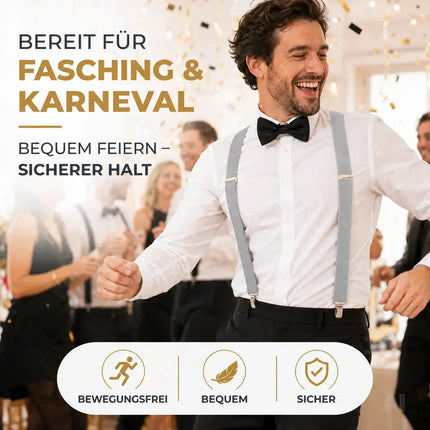 Hosenträger für Herren – elastisch & flexibel – 1920 Accessoires wie Gatsby, Charleston für Fasching & Karneval (grau)
