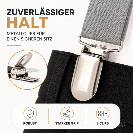 Hosenträger für Herren – elastisch & flexibel – 1920 Accessoires wie Gatsby, Charleston für Fasching & Karneval (grau)