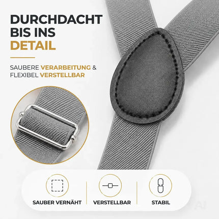 Hosenträger für Herren – elastisch & flexibel – 1920 Accessoires wie Gatsby, Charleston für Fasching & Karneval (grau)
