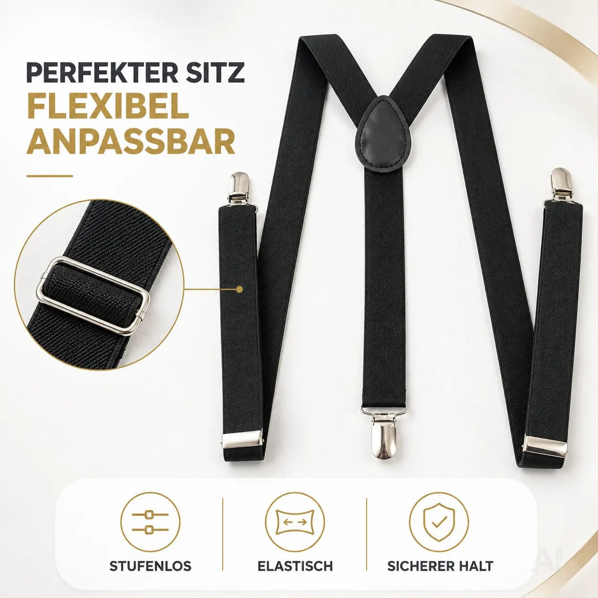 Hosenträger für Herren – elastisch & flexibel – 1920 Accessoires wie Gatsby, Charleston – Detailansicht 2