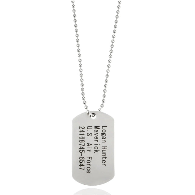 Hundemarke US Army Dog Tag - Erkennungsmarke silber, Kette als Soldaten Accessoire für Fasching & Karneval