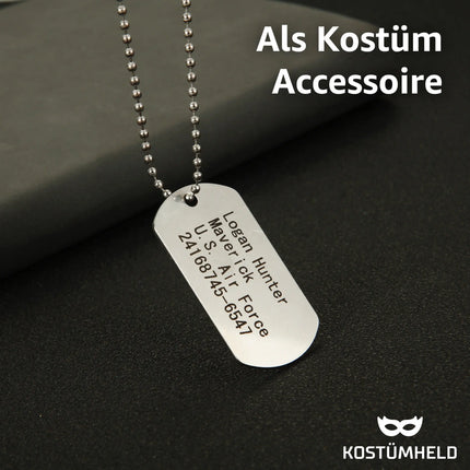 Hundemarke US Army Dog Tag - Erkennungsmarke silber, Kette als Soldaten Accessoire für Fasching & Karneval