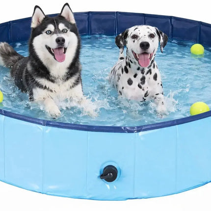 Hundepool Ø 80 cm – Hundeplanschbecken & Hundebadewanne für Hunde & Haustiere – Kratzfester PVC-Boden mit Anti-Rutsch-Belag & schneller Entleerung