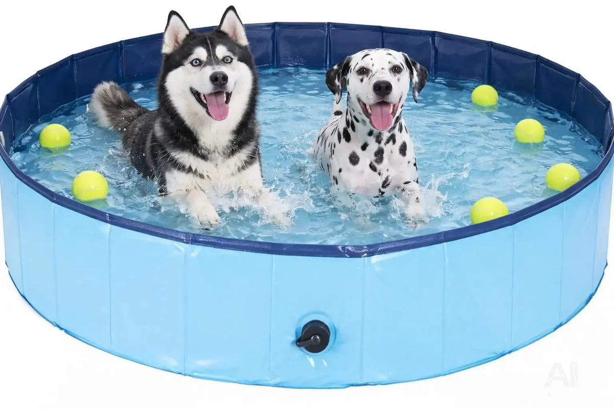 Hundepool Ø 80 cm – Hundeplanschbecken & Hundebadewanne für Hunde & Haustiere – Kratzfester PVC-Boden mit Anti-Rutsch-Belag & schneller Entleerung