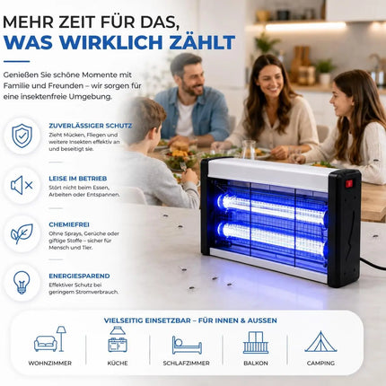 Insektenvernichter elektrisch – Mückenlampe mit UV-Licht – Mückenfalle & Fliegenfalle für effektive Mückenabwehr gegen Insekten (Eckig)