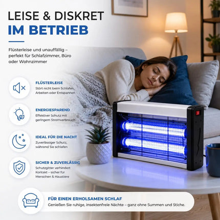 Insektenvernichter elektrisch – Mückenlampe mit UV-Licht – Mückenfalle & Fliegenfalle für effektive Mückenabwehr gegen Insekten (Eckig)