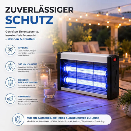 Insektenvernichter elektrisch – Mückenlampe mit UV-Licht – Mückenfalle & Fliegenfalle für effektive Mückenabwehr gegen Insekten (Eckig)