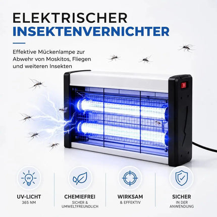 Insektenvernichter elektrisch – Mückenlampe mit UV-Licht – Mückenfalle & Fliegenfalle für effektive Mückenabwehr gegen Insekten (Eckig)
