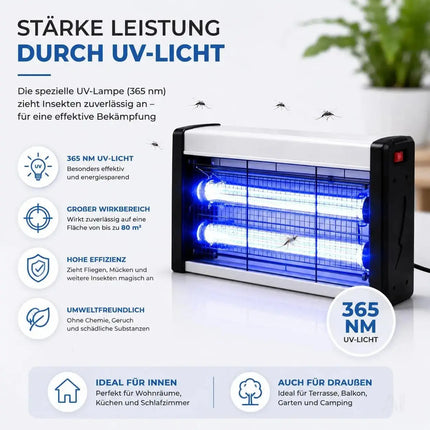 Insektenvernichter elektrisch – Mückenlampe mit UV-Licht – Mückenfalle & Fliegenfalle – Detailansicht 5