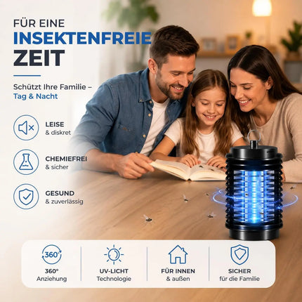Insektenvernichter elektrisch – Mückenlampe mit UV-Licht – Mückenfalle & Fliegenfalle für effektive Mückenabwehr gegen Insekten (Rund)