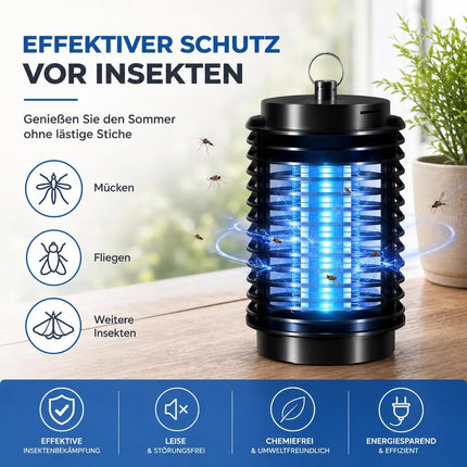 Insektenvernichter elektrisch – Mückenlampe mit UV-Licht – Mückenfalle & Fliegenfalle für effektive Mückenabwehr gegen Insekten (Rund)